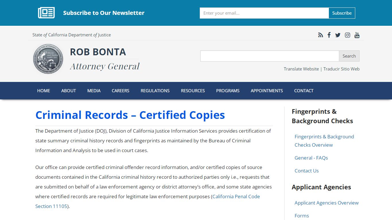 Criminal Records – Certified Copies | State of California - Department ...